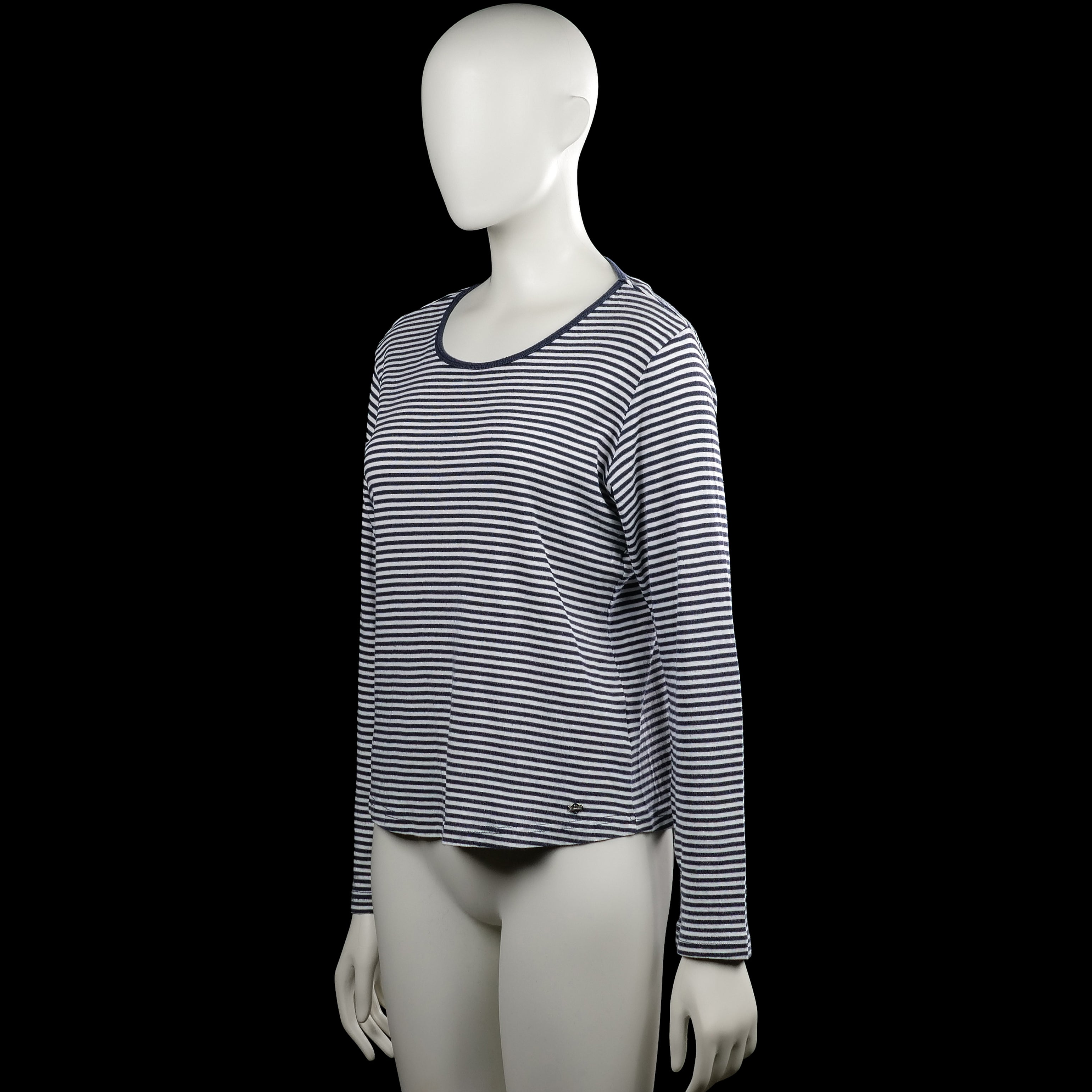 Long-sleeve top - White & Navy - Size L