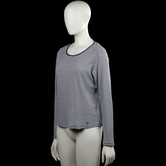 Long-sleeve top - White & Navy - Size L