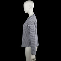 Long-sleeve top - White & Navy - Size L