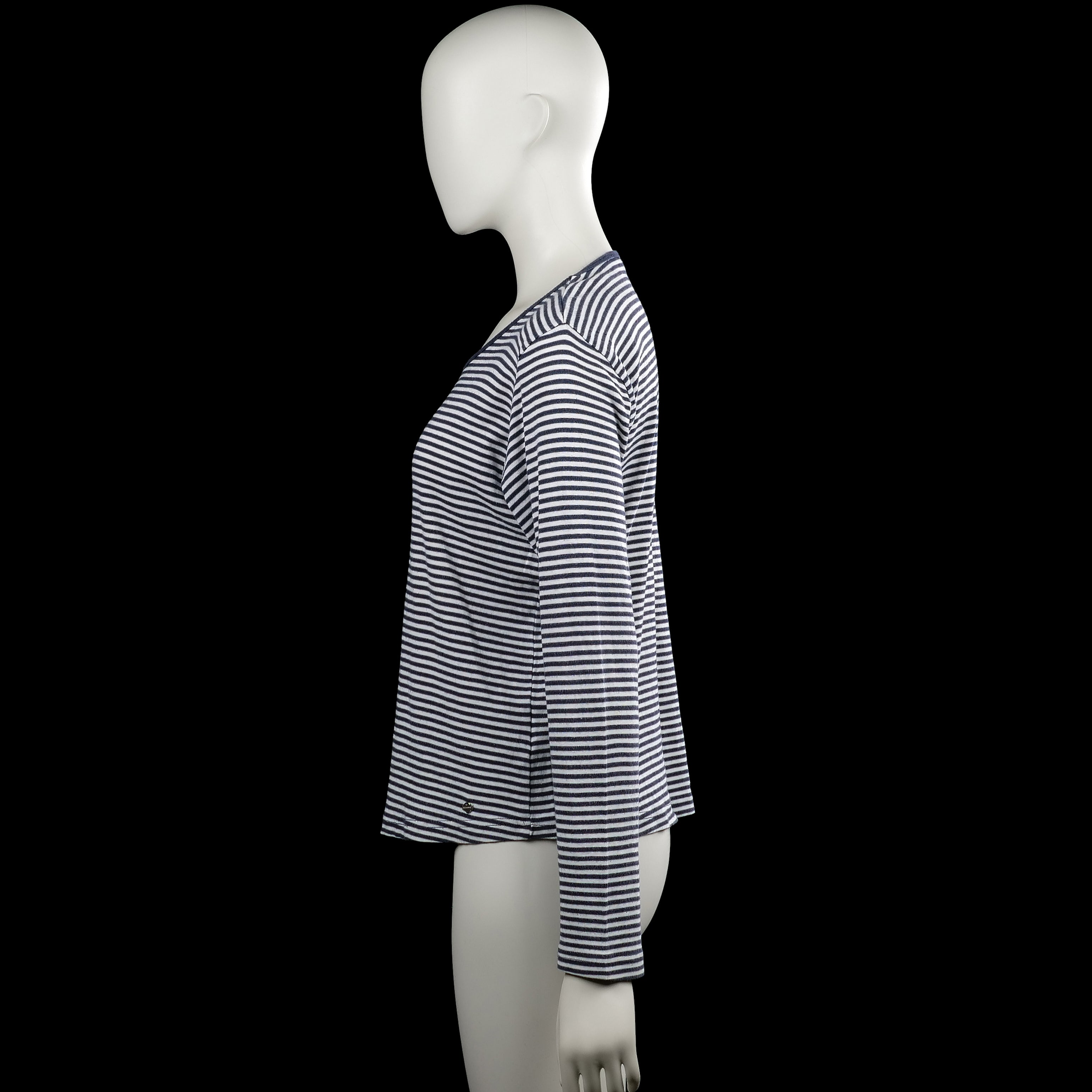 Long-sleeve top - White & Navy - Size L