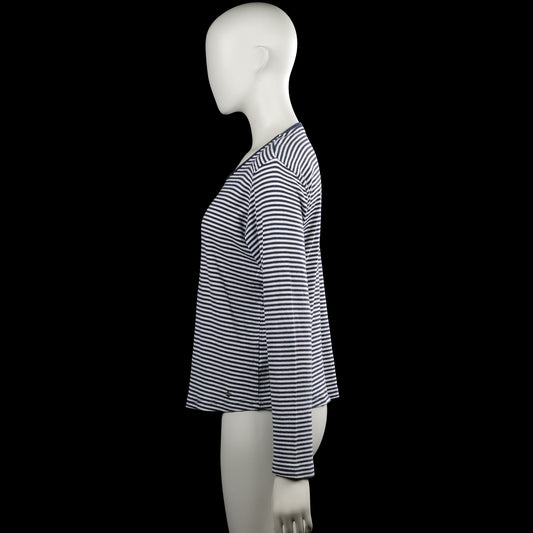 Long-sleeve top - White & Navy - Size L