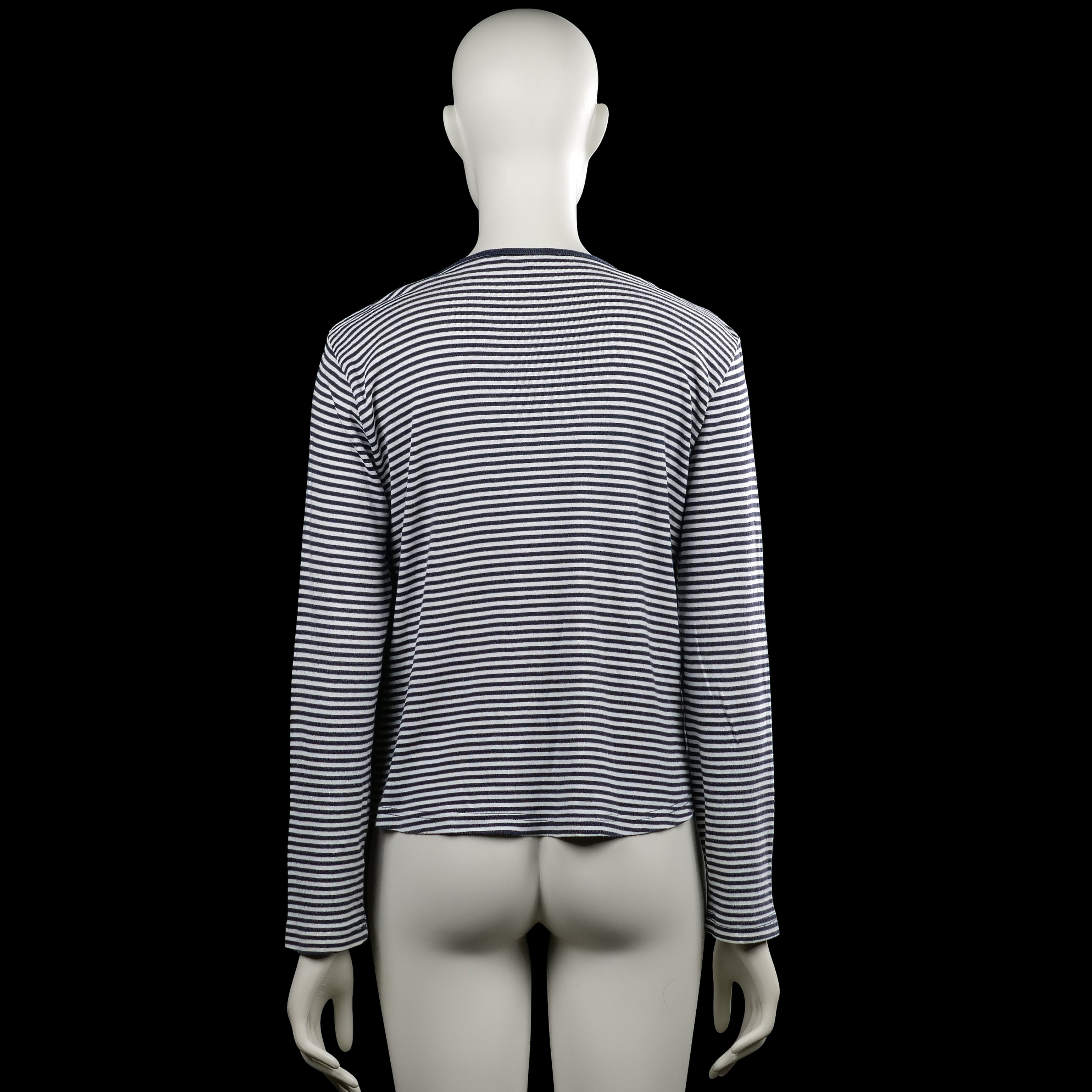 Long-sleeve top - White & Navy - Size L