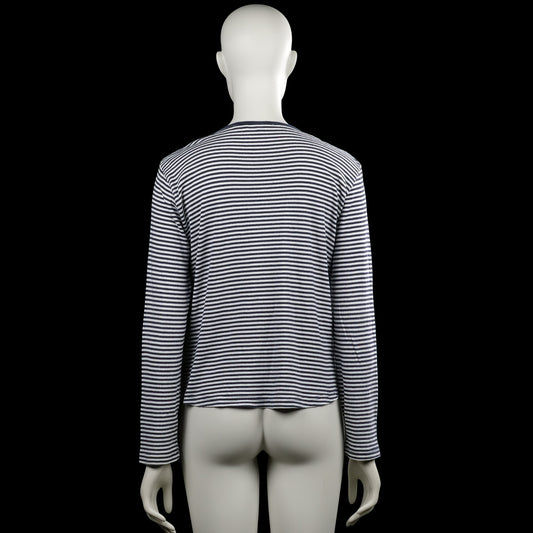 Long-sleeve top - White & Navy - Size L