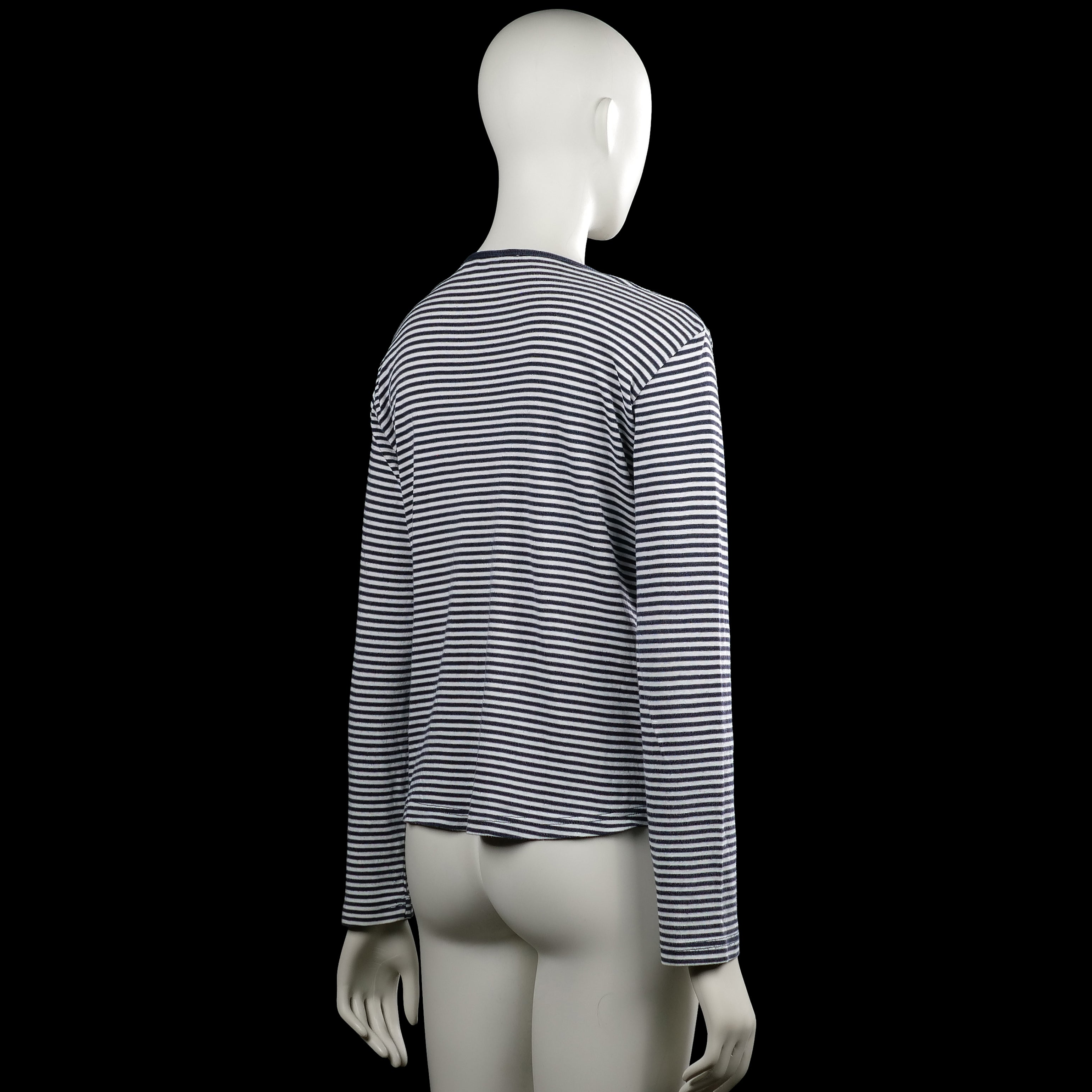 Long-sleeve top - White & Navy - Size L
