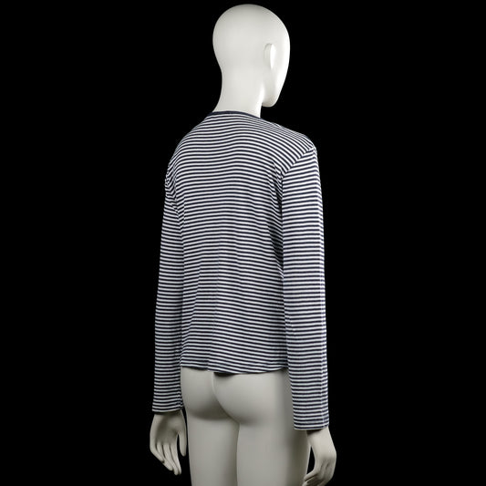 Long-sleeve top - White & Navy - Size L