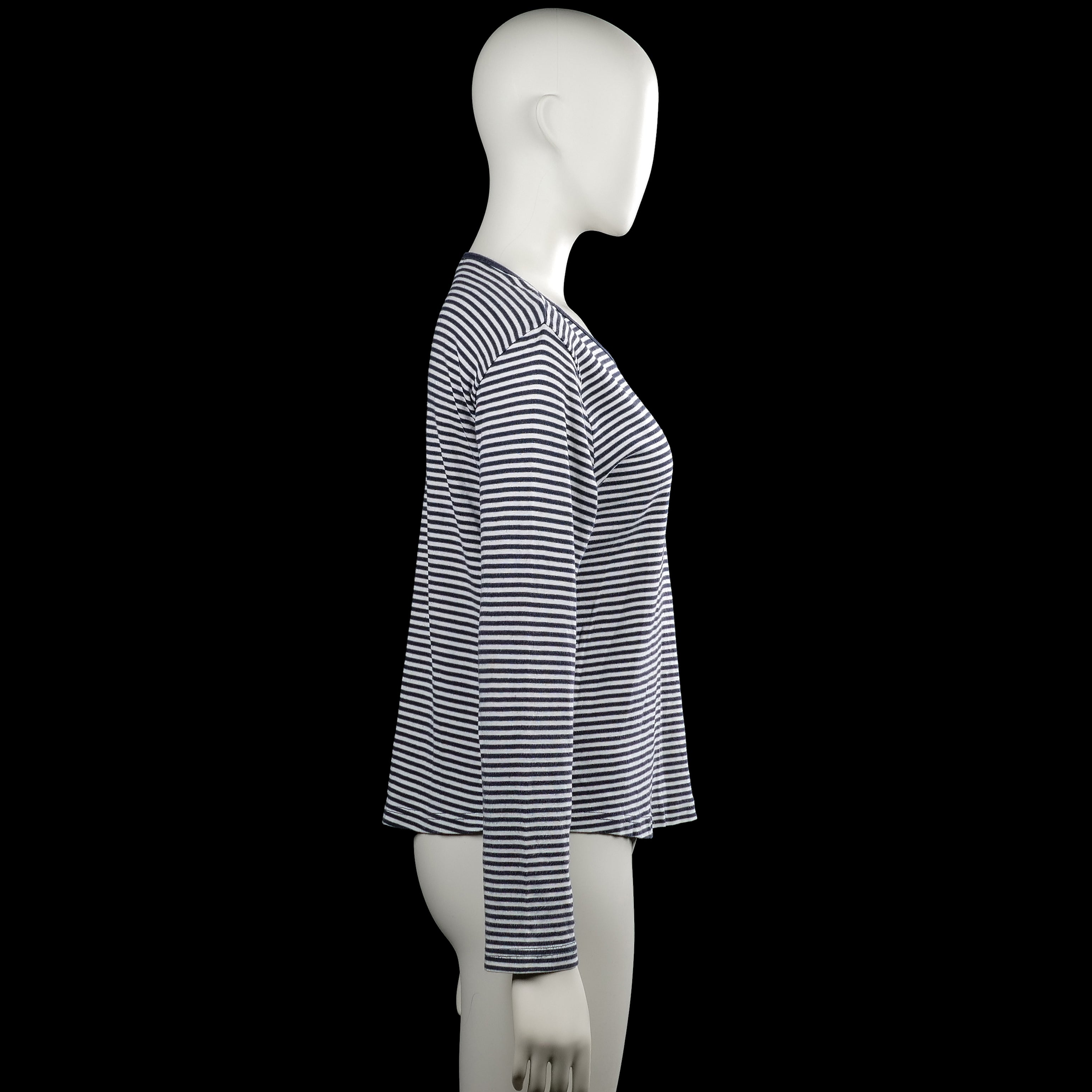 Long-sleeve top - White & Navy - Size L