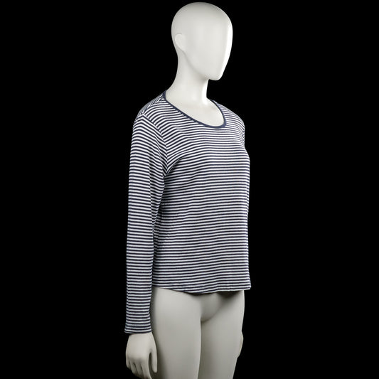 Long-sleeve top - White & Navy - Size L