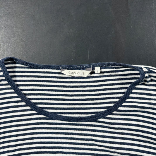 Long-sleeve top - White & Navy - Size L