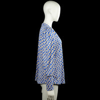 Long-sleeve top - Royal Blue & Beige - Size L, XL