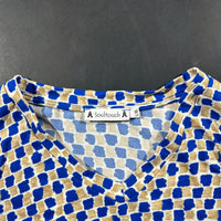 Long-sleeve top - Royal Blue & Beige - Size L, XL