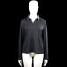 Cecil - Polo - Black - Size L - Black solid long-sleeve top with a polo collar and a V-notch opening at the front. Straight hem and plain cuffs.