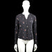 Clockhouse - Blouse - Black - Size 36 - Black floral long-sleeve blouse with a round neckline and a partial button placket at the front. Curved hem and button cuffs.