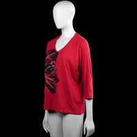 Long-sleeve top - Red & Black - Size 46, 48