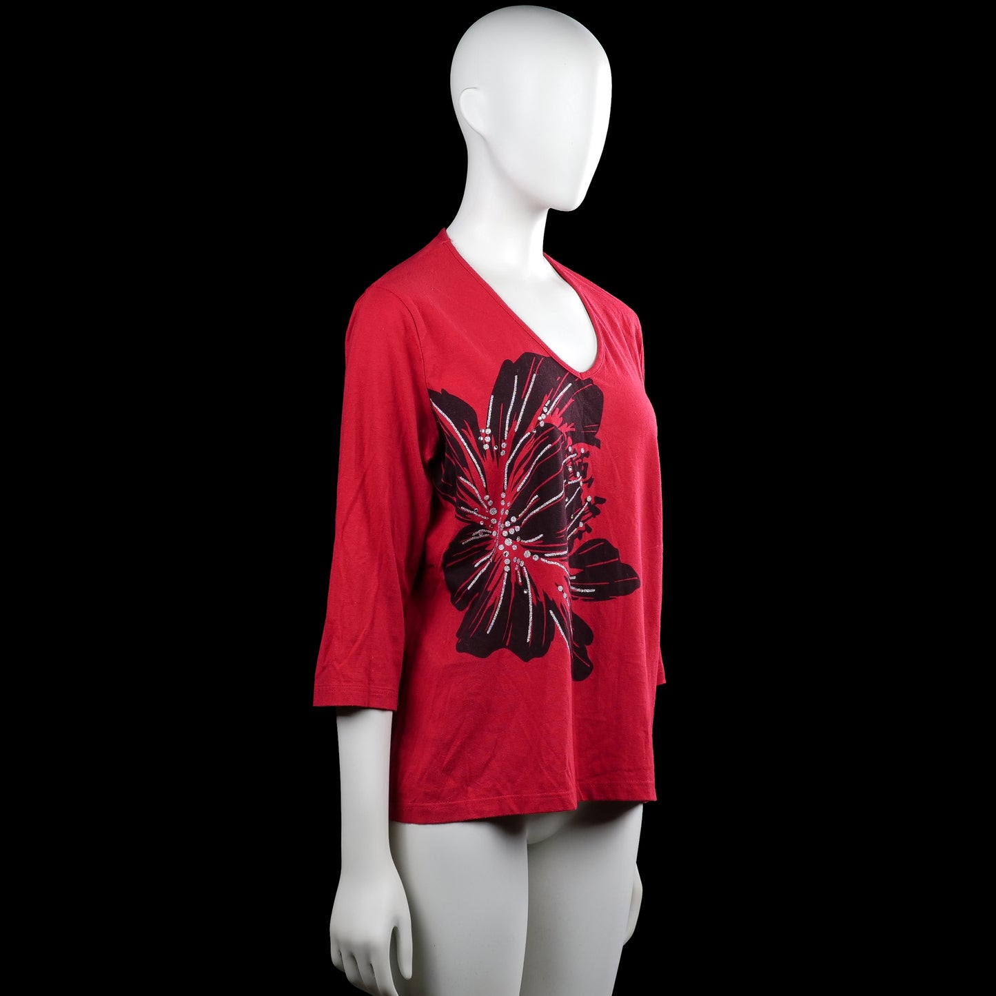 Long-sleeve top - Red & Black - Size 46, 48