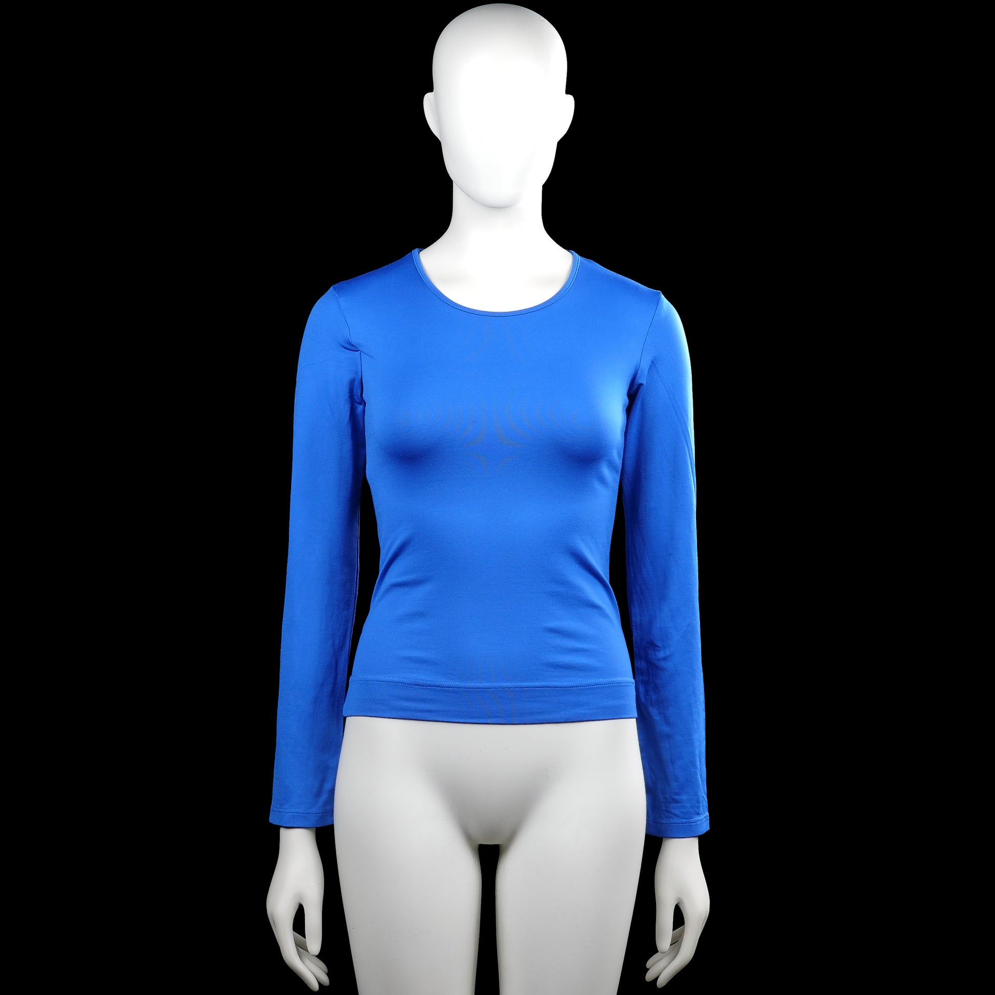 Long-sleeve top - Royal Blue - Size S - Royal blue solid top with a scoop neckline and long sleeves. Straight hem and plain cuffs.