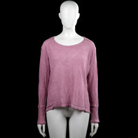 Didi - Long-sleeve top - Purple - Size XL - Purple solid long-sleeve top with a scoop neckline and straight hem. Features a lace panel across the upper back and plain cuffs.