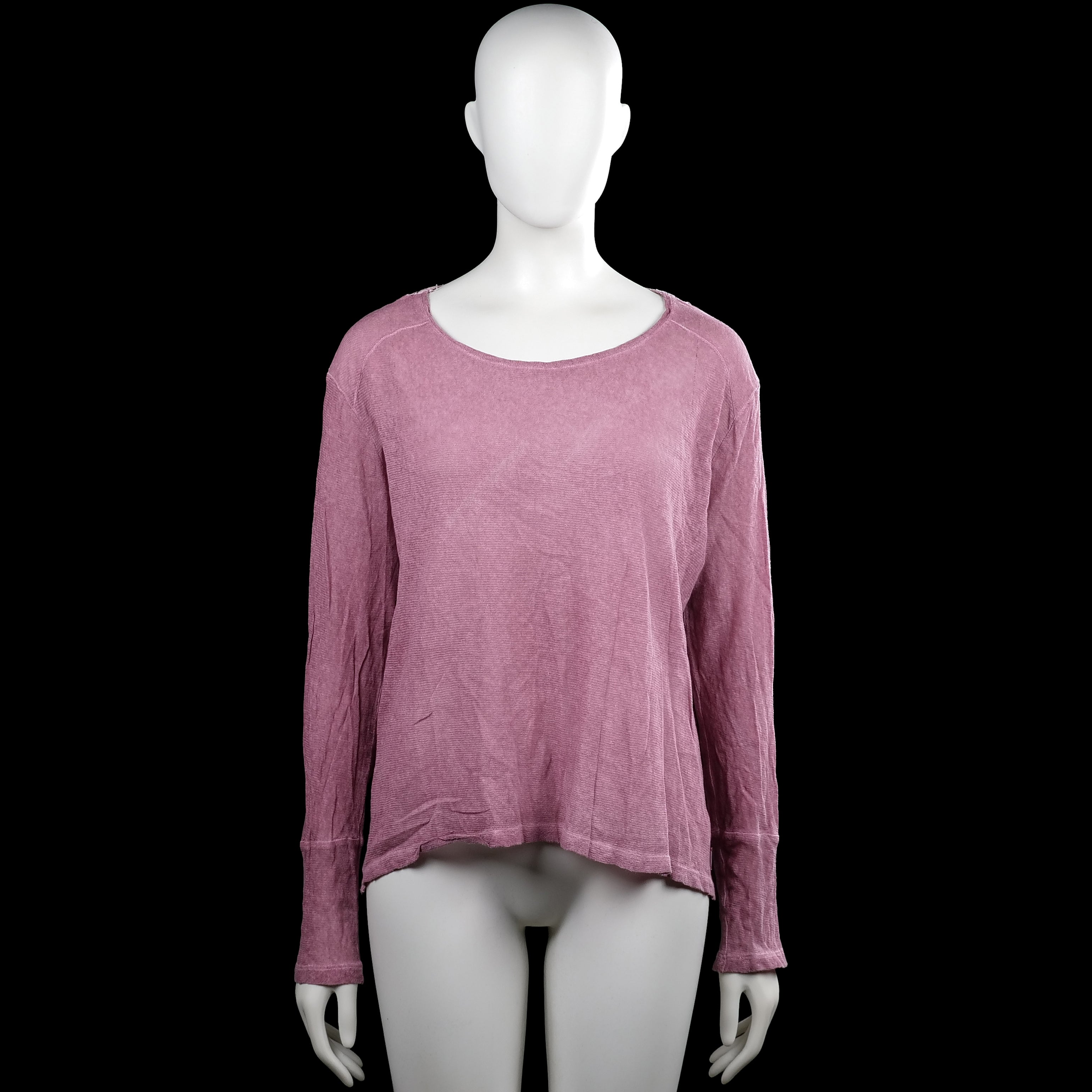 Didi - Long-sleeve top - Purple - Size XL - Purple solid long-sleeve top with a scoop neckline and straight hem. Features a lace panel across the upper back and plain cuffs.