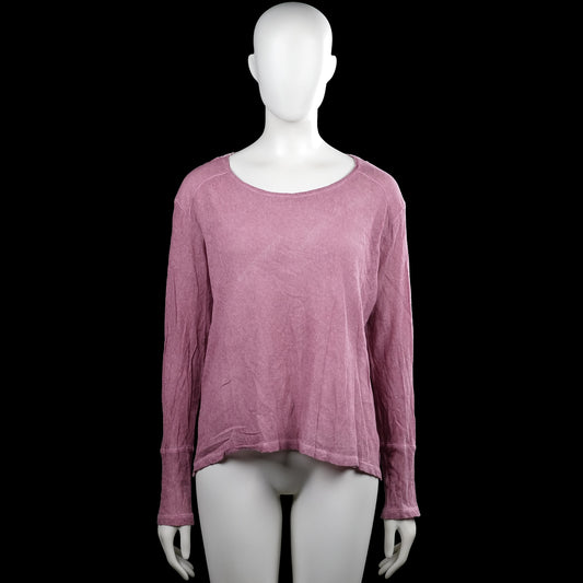 Didi - Long-sleeve top - Purple - Size XL - Purple solid long-sleeve top with a scoop neckline and straight hem. Features a lace panel across the upper back and plain cuffs.