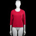 Micha - Long-sleeve top - Red - Size S - Red solid top with a round neckline featuring small studs around the neck. Three-quarter sleeves with plain cuffs and a straight hem.