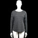 In shape - Long-sleeve top - Charcoal & White - Size S - Charcoal and white checked top with a boat neck and long sleeves. Features plain cuffs, a curved hem, and button detailing along the shoulder.