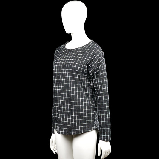 Long-sleeve top - Charcoal & White - Size S
