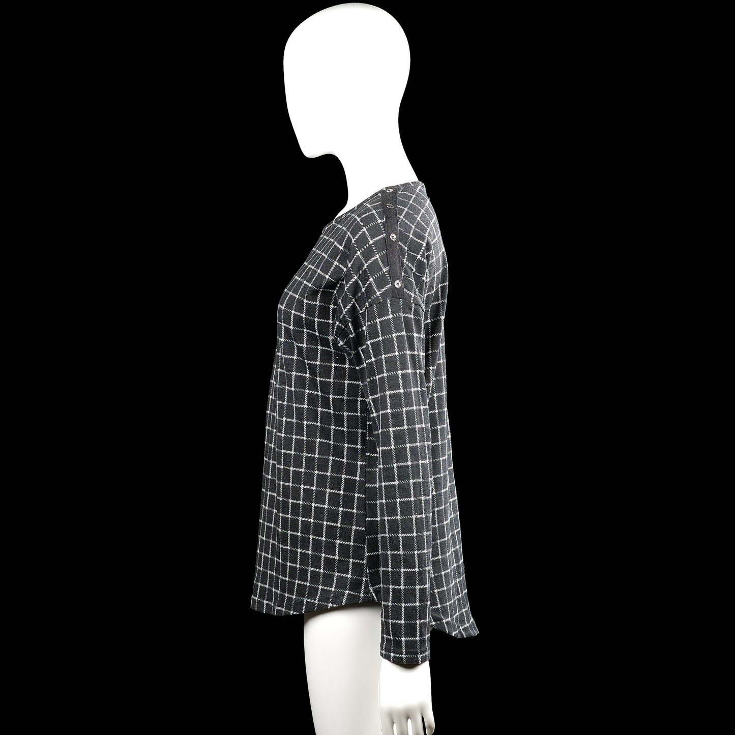 Long-sleeve top - Charcoal & White - Size S