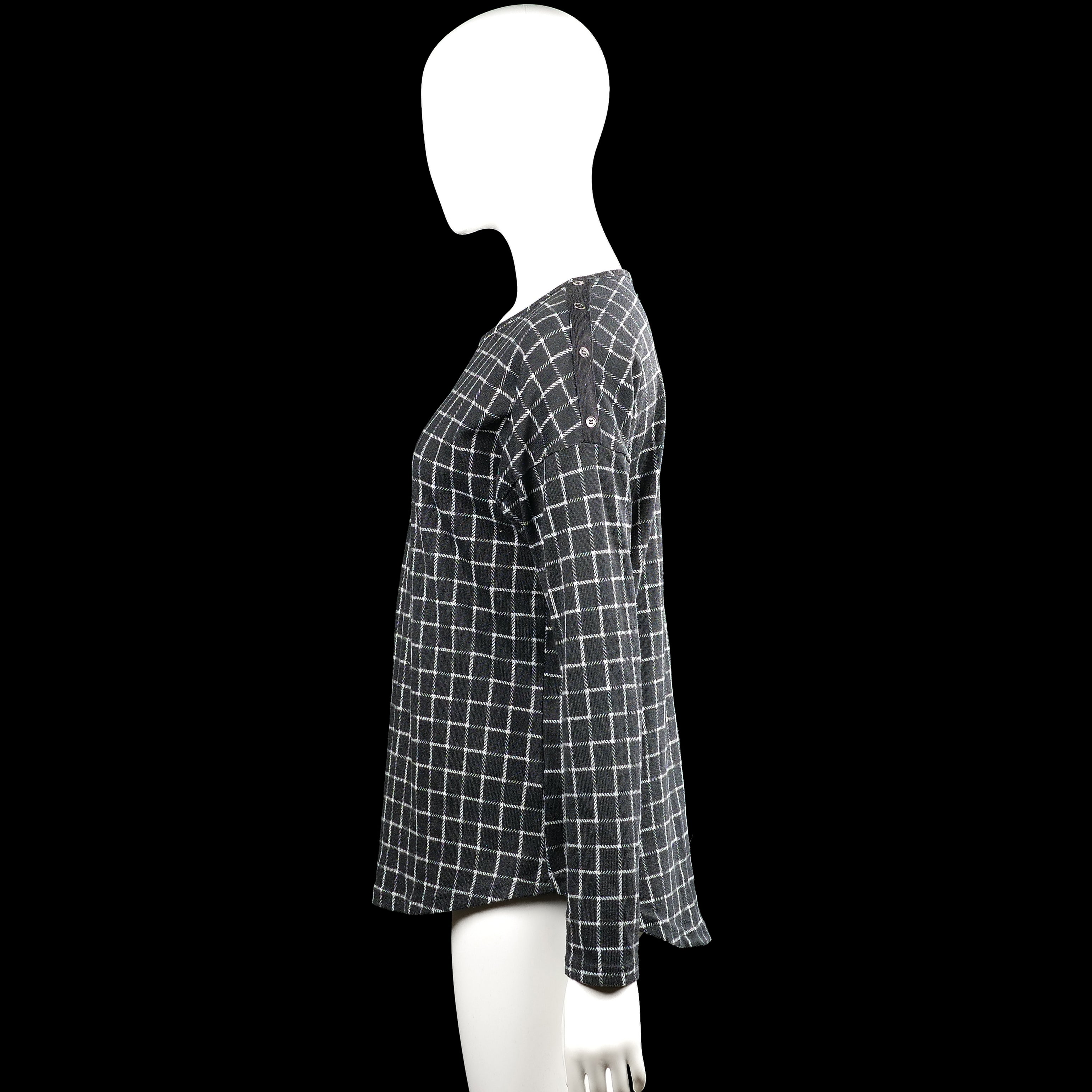 Long-sleeve top - Charcoal & White - Size S