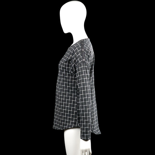 Long-sleeve top - Charcoal & White - Size S