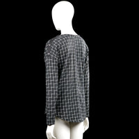 Long-sleeve top - Charcoal & White - Size S