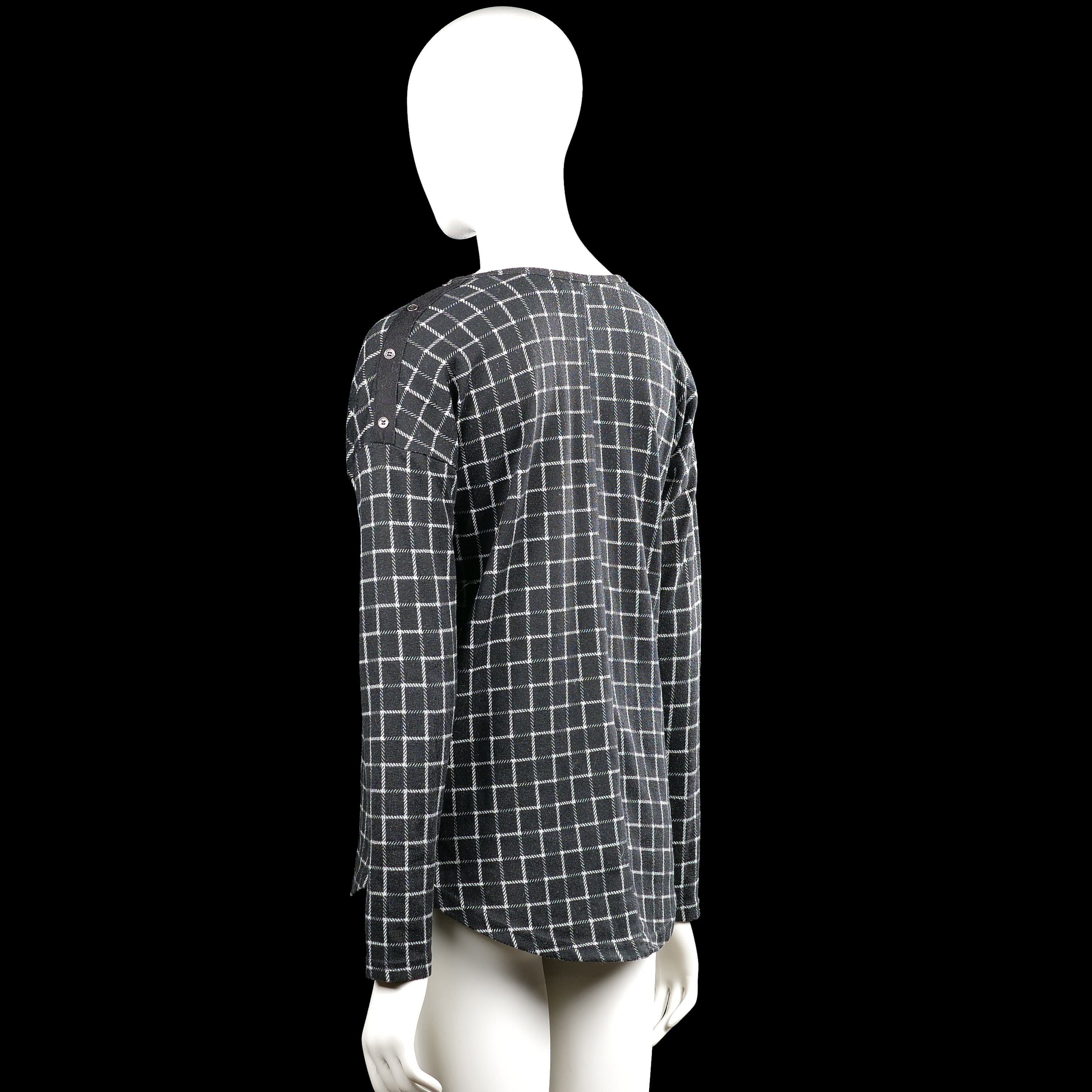Long-sleeve top - Charcoal & White - Size S