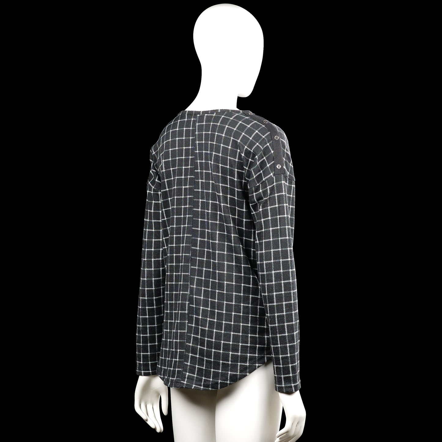 Long-sleeve top - Charcoal & White - Size S