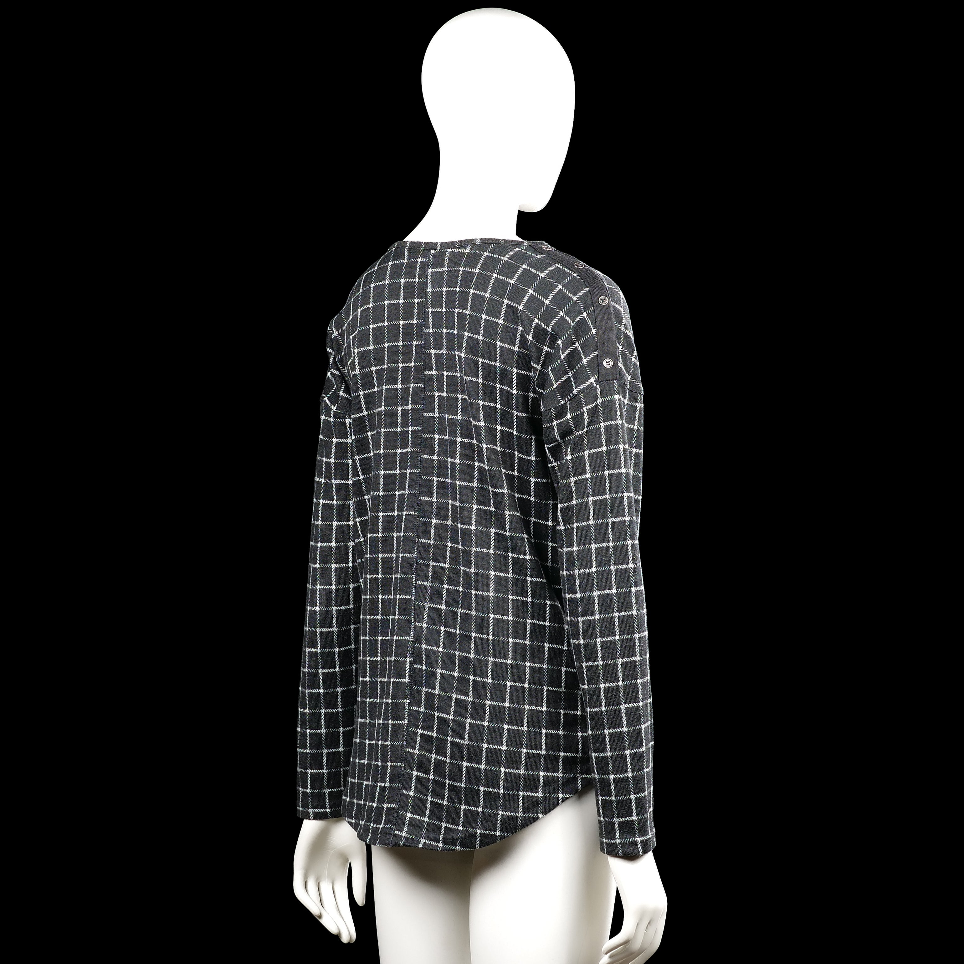Long-sleeve top - Charcoal & White - Size S