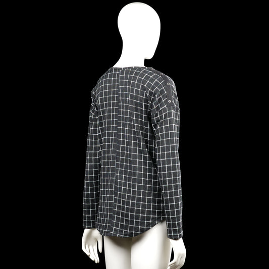 Long-sleeve top - Charcoal & White - Size S