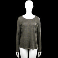 Maison Scotch - Long-sleeve top - Olive & Dark Gray - Size L - Olive and dark gray leopard-pattern top with a scoop neck and long sleeves. Straight hem and plain cuffs.