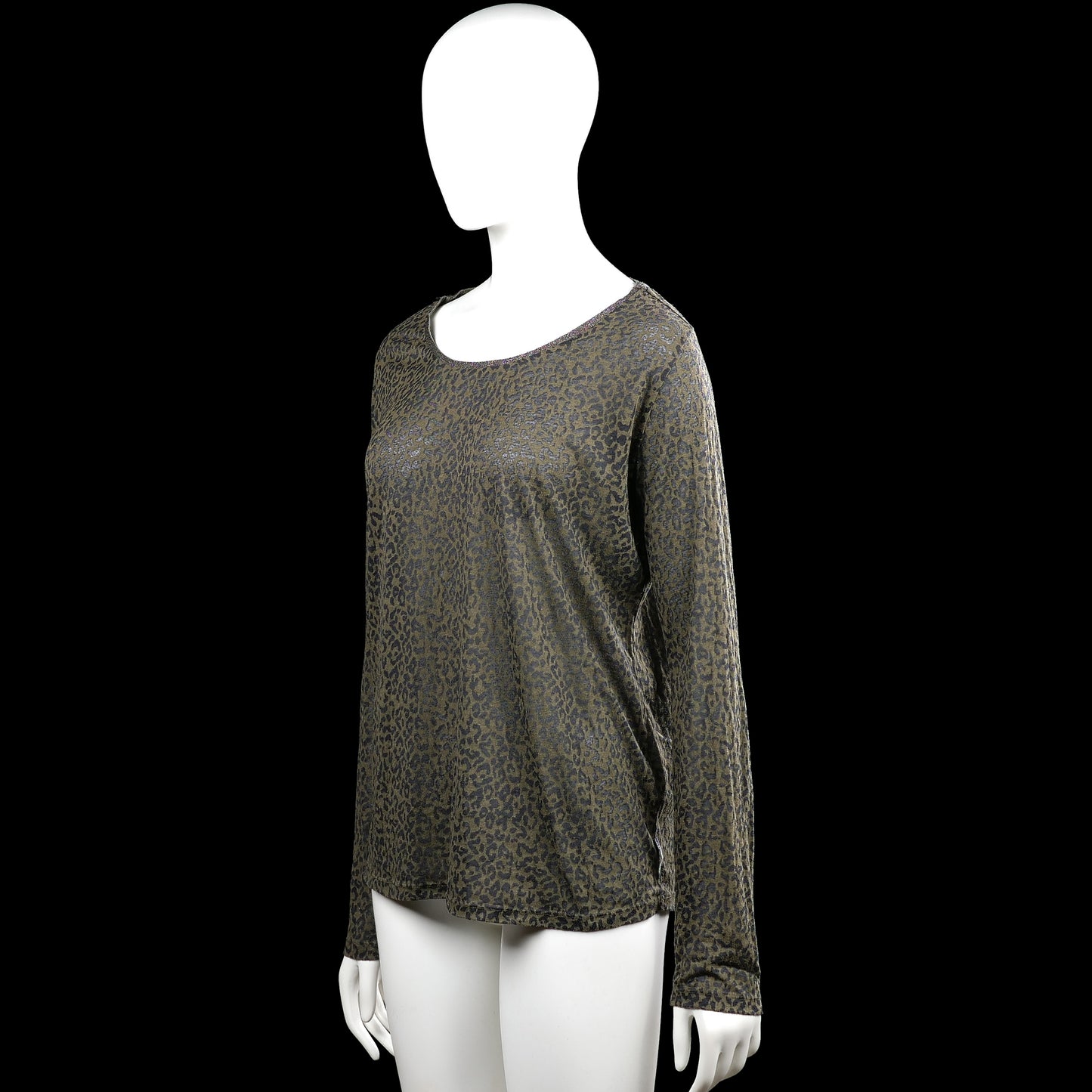 Long-sleeve top - Olive & Dark Gray - Size L