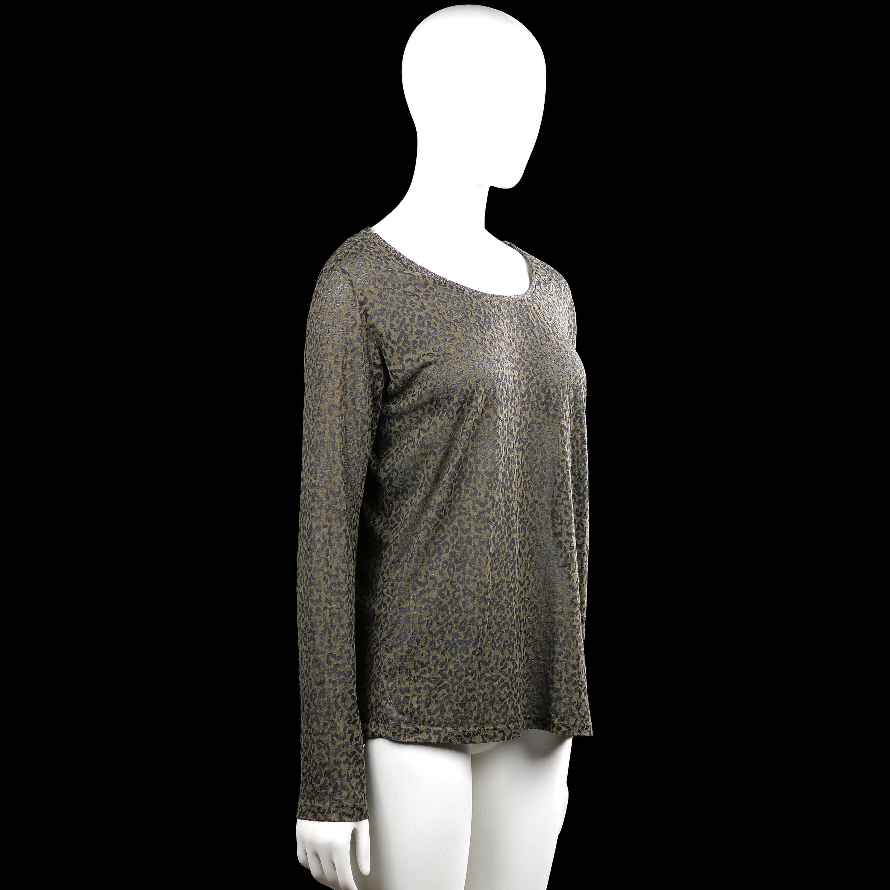 Long-sleeve top - Olive & Dark Gray - Size L