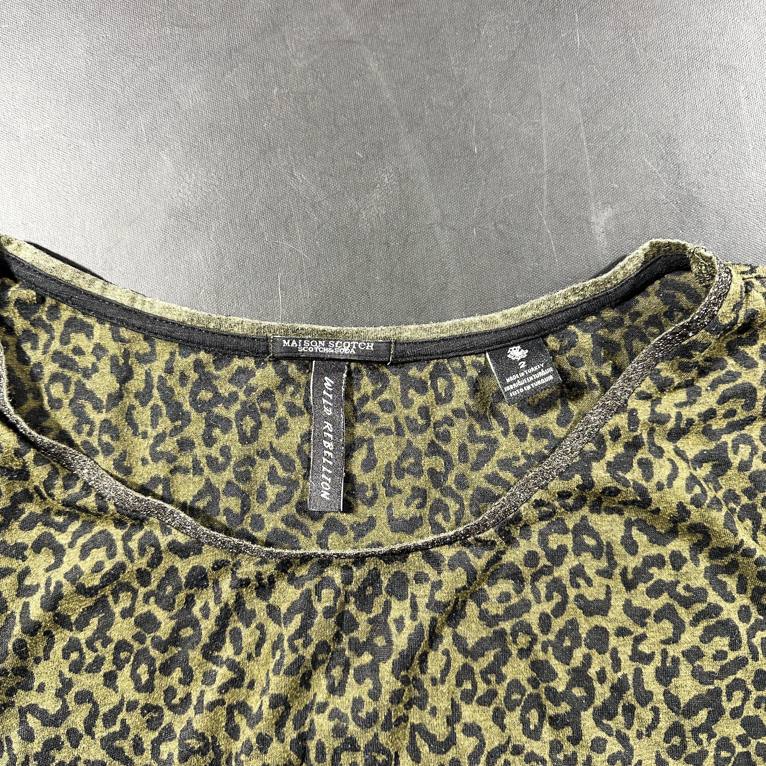 Long-sleeve top - Olive & Dark Gray - Size L