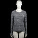 Jake's - Sweater - Gray & Black - Size M - Gray and black checked top with a scoop neckline and long sleeves. Straight hem with plain cuffs.