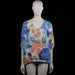 Bon'a Parte - Blouse - Multicolored - Size L, XL - Multicolored floral top with a V-neck and three-quarter sleeves. Features plain cuffs and an elastic hem.
