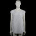 Gina mama - Tunic - White & Gray - Size 38 - White and gray vertically striped top with a scoop neckline and short ruffle sleeves. Features a curved hem and a small back keyhole opening with a button closure.
