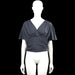 Shein - Blouse - Navy - Size XL - Navy solid top with a V-neck wrap-style front and short flutter sleeves. Elasticated hem with gathered detailing at the waist.