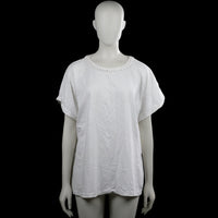Ms Mode - T-shirt - White - Size XL - White solid top with a round neck and braided trim around the neckline. Features short sleeves with plain cuffs and a straight hem.