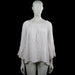 Blouse - White - Size XL - White solid top with an elastic boat neckline and three-quarter sleeves with flared lace cuffs. Features a high-low hem.