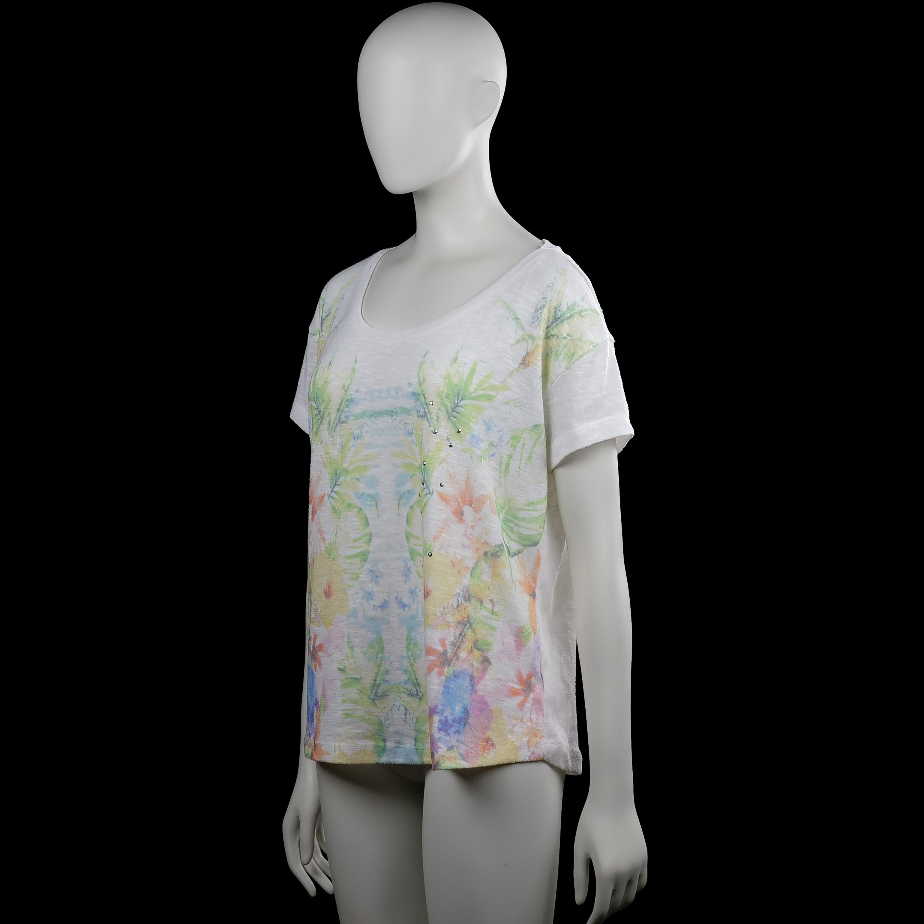 T-shirt - White & Multicolored - Size XL