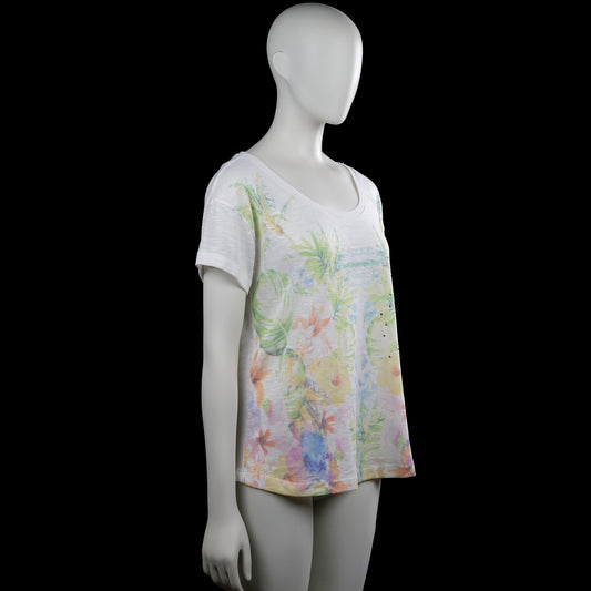 T-shirt - White & Multicolored - Size XL