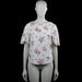 157 angelology - Blouse - White & Pink - Size S - White top with a pink floral pattern and a boat neckline. Features short flared sleeves and a curved hem.