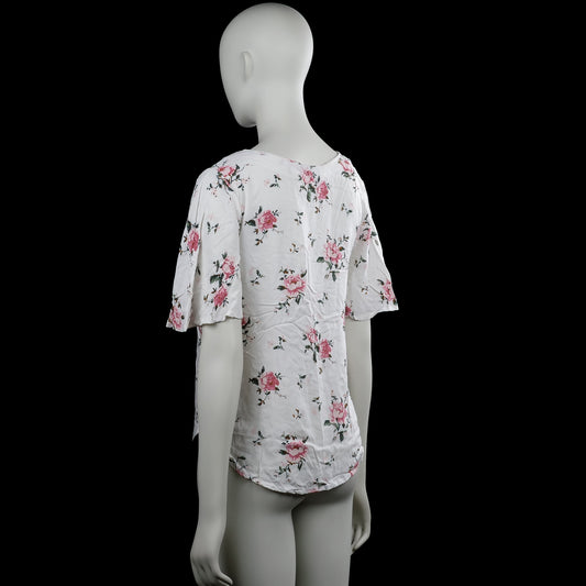 Blouse - White & Pink - Size S