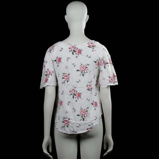 Blouse - White & Pink - Size S