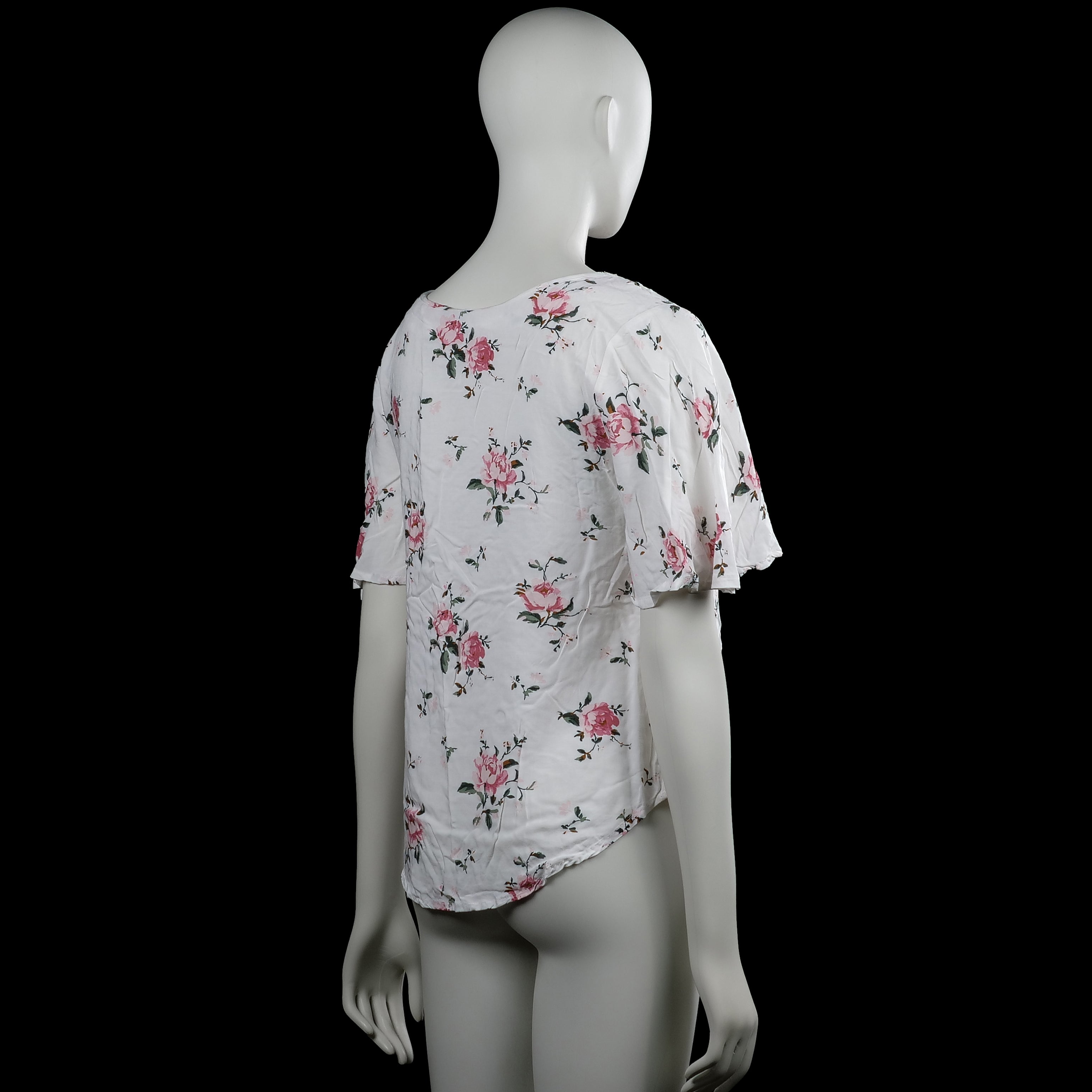 Blouse - White & Pink - Size S