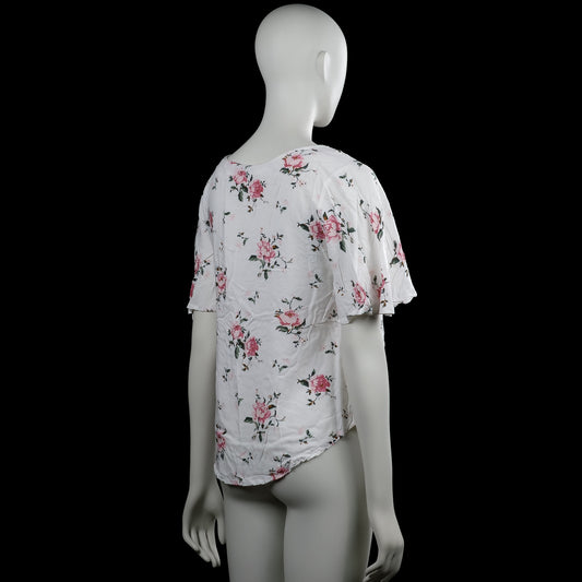 Blouse - White & Pink - Size S